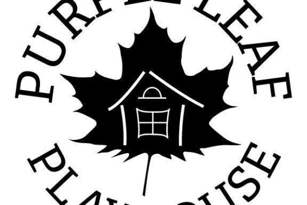 Black and white logo for daycare called Purple Leaf Playhouse