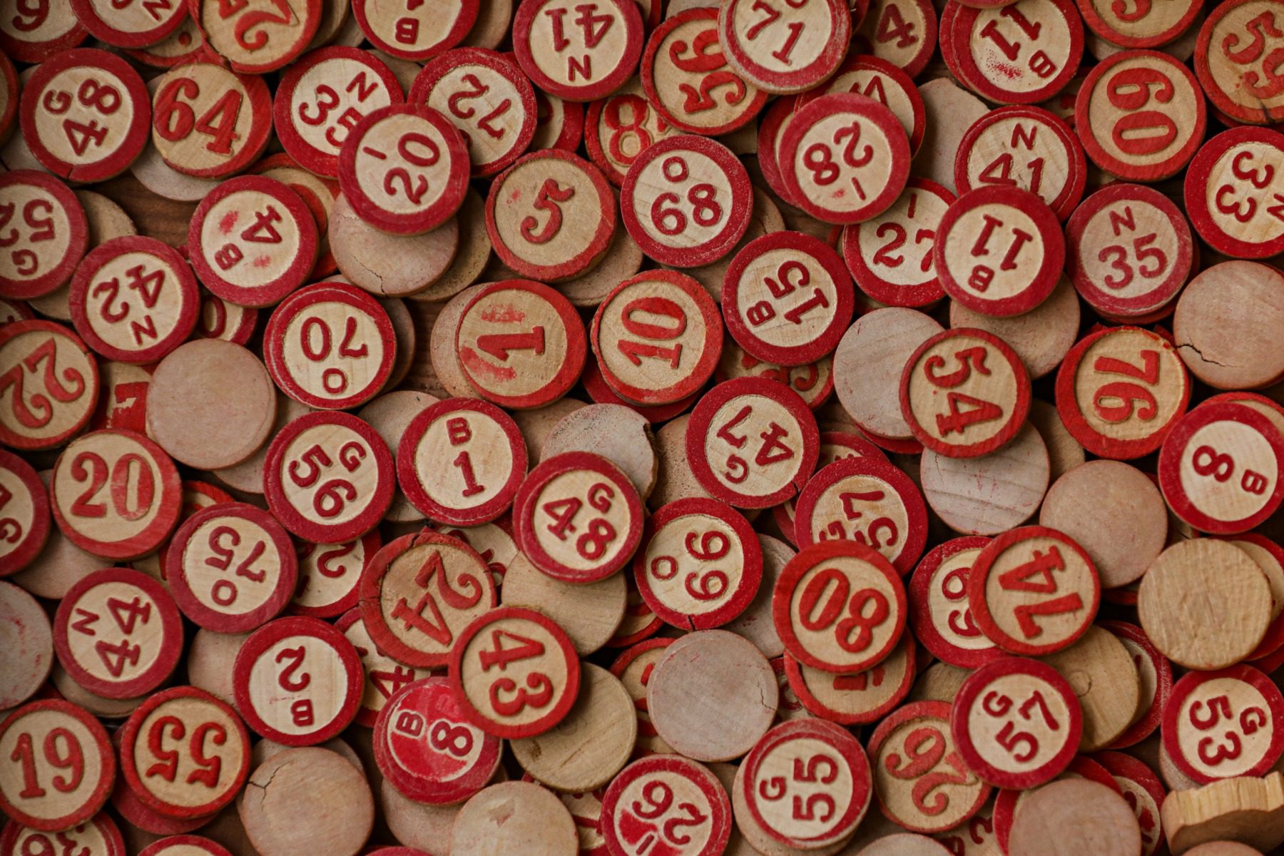 Wooden Bingo number chips