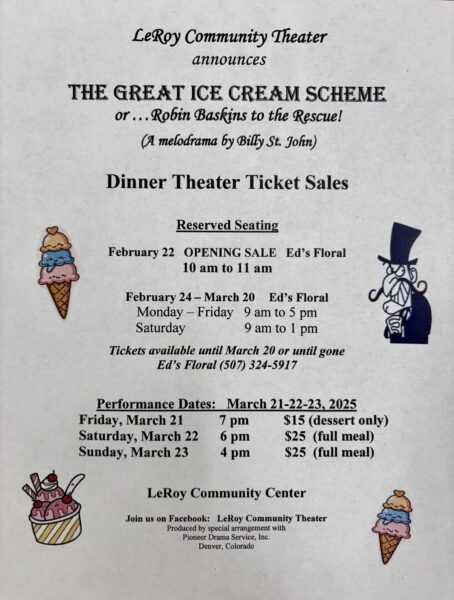 Flyer with dinner theater information